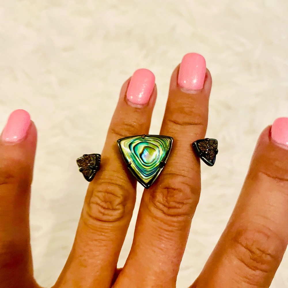 Kendra Scott Adjustable Platinum 2 Finger Statement Ring